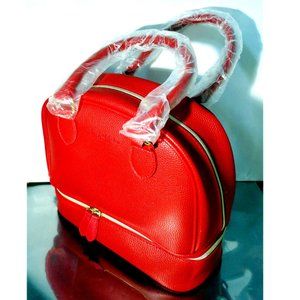 Elizabeth Arden RED TRAIN CASE JEWELRY COSMETIC BAG Zip Drop Bottom